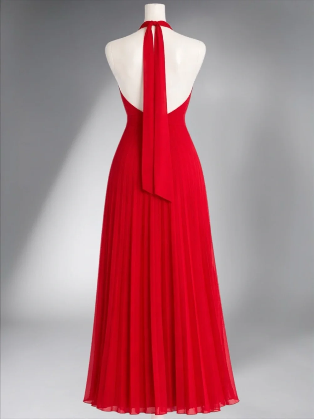 Zara Red Halter Maxi Dress with Keyhole Detail - Picture 9 of 11